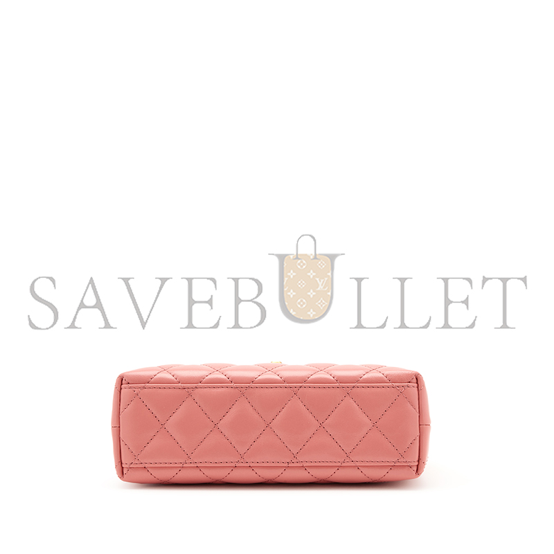 CHANEL PINK QUILTED CALFSKIN MINI KELLY SHOPPER BRUSHED GOLD HARDWARE AS4416 (19*13*7cm)